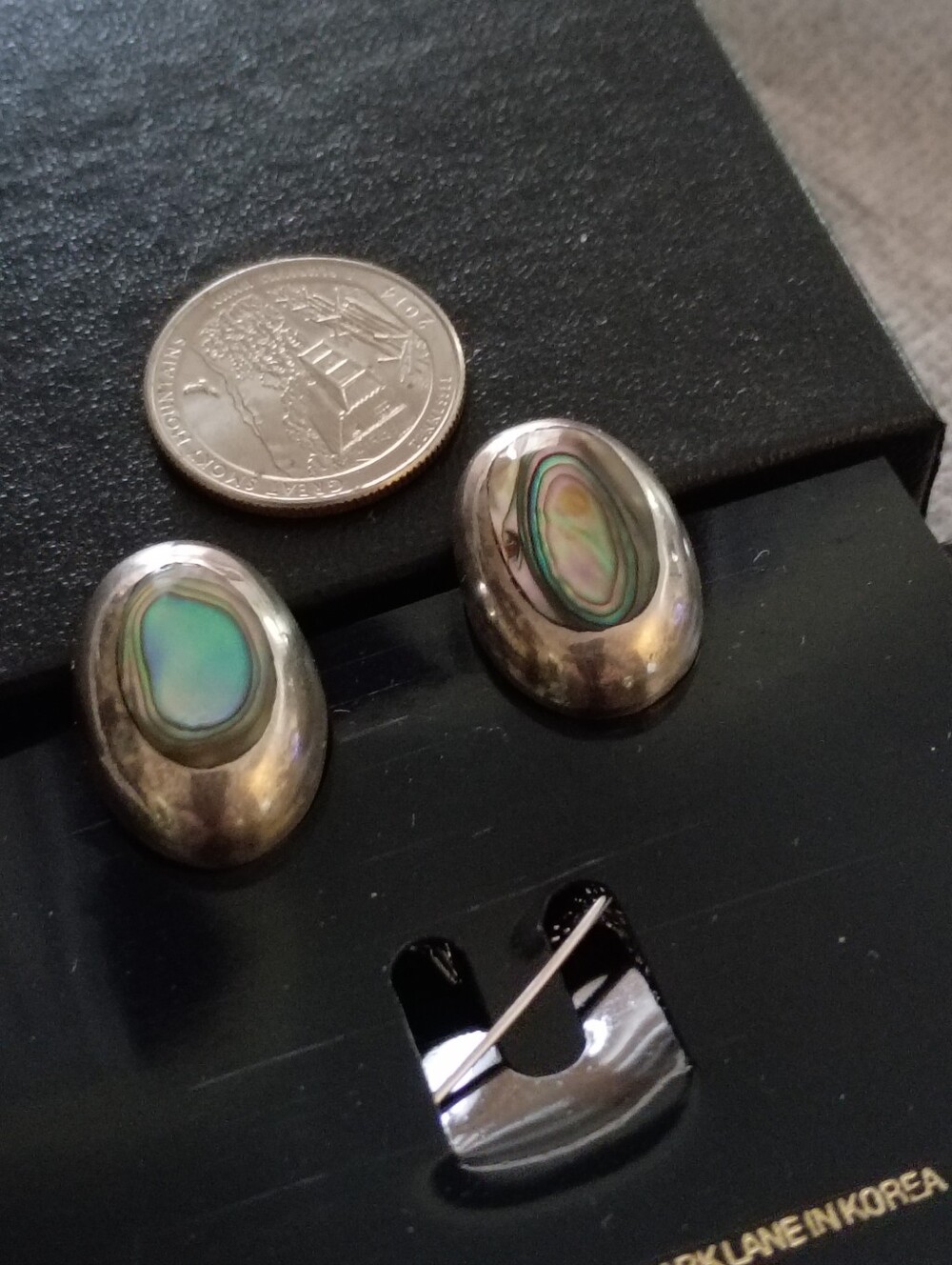 STERLING SILVER ALBALONE STUD EARRINGS